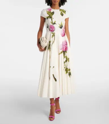 Oscar de la Renta Floral cotton-blend poplin midi dress | Thumbnail 4