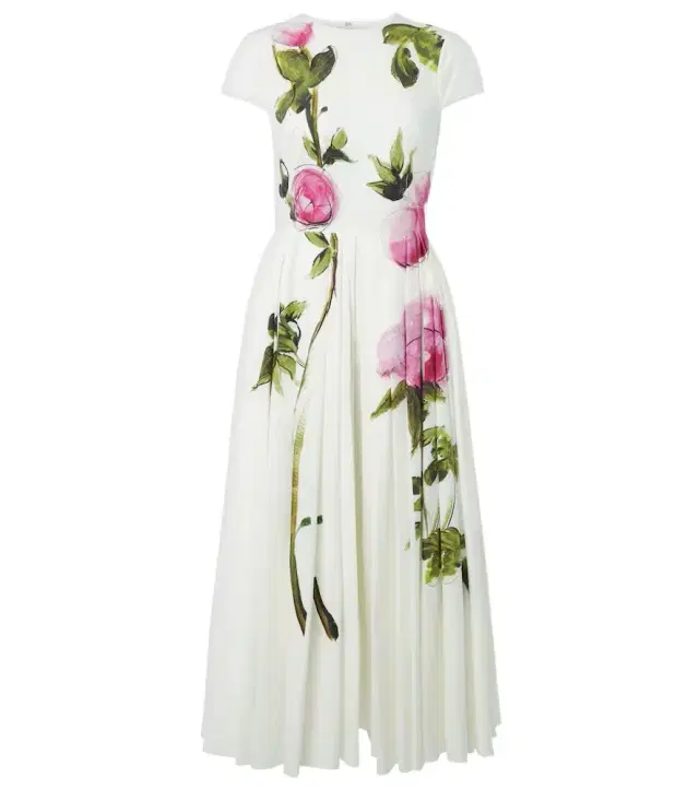Oscar de la Renta Floral cotton-blend poplin midi dress