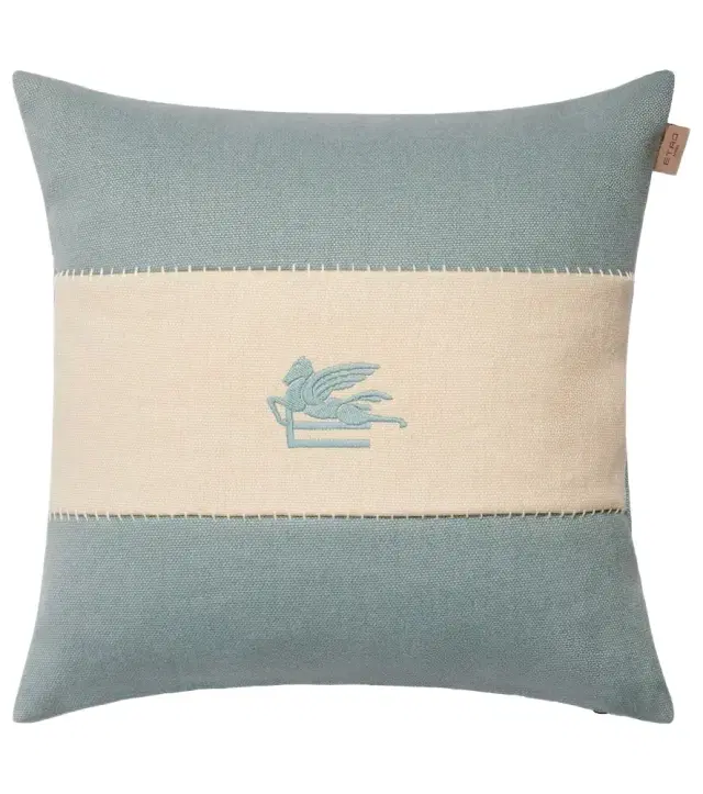 Etro Pegaso embroidered linen cushion