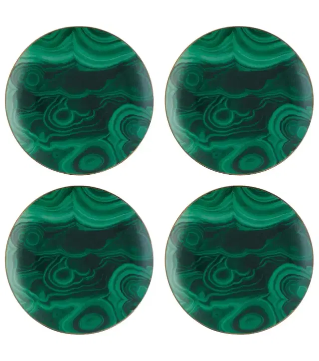 L'Objet Malachite set of 4 canapé plates
