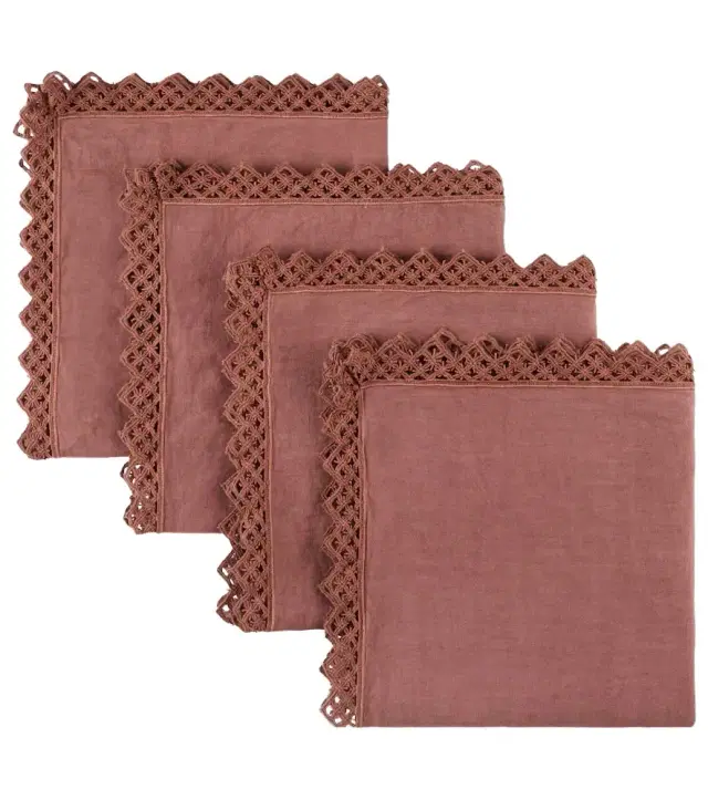 Once Milano Set of 4 macramé linen napkins
