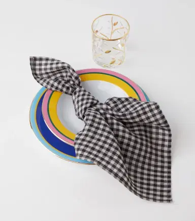 Once Milano Set of 4 gingham linen napkins | Thumbnail 4