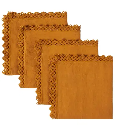 Once Milano Set of 4 macramé-trimmed linen napkins | Thumbnail 1