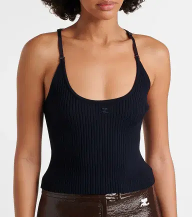 Courreges Courrèges Logo ribbed-knit tank top | Thumbnail 3