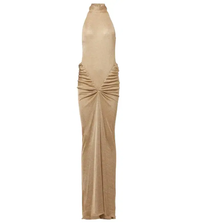 The New Arrivals Ilkyaz Ozel Cass ruched halterneck lamé gown