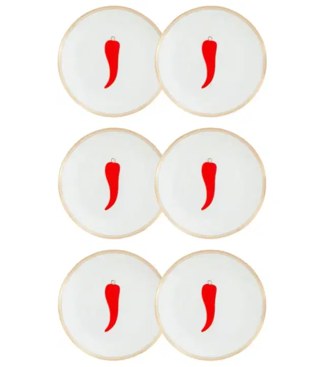 Bitossi Chilli Pepper set of 6 bread plates