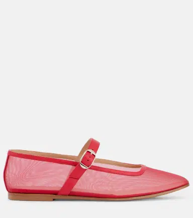 Le Monde Béryl Le Monde Béryl Leather-trimmed mesh Mary Jane flats | Thumbnail 2