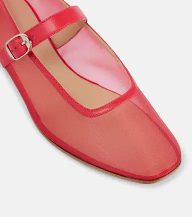 Le Monde Béryl Le Monde Béryl Leather-trimmed mesh Mary Jane flats | Thumbnail 3