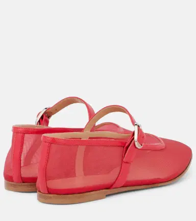 Le Monde Béryl Le Monde Béryl Leather-trimmed mesh Mary Jane flats | Thumbnail 4