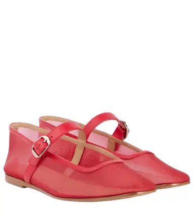 Le Monde Béryl Le Monde Béryl Leather-trimmed mesh Mary Jane flats | Thumbnail 1