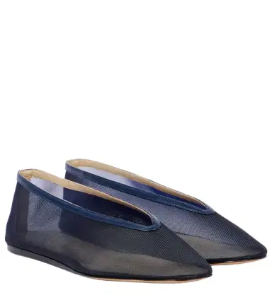 Le Monde Béryl Le Monde Béryl Luna leather-trimmed mesh ballet flats | Thumbnail 1 Le Monde Béryl Le Monde Béryl Luna leather-trimmed mesh ballet flats | Thumbnail 1