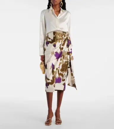 Max Mara Dritto printed silk wrap skirt | Thumbnail 2