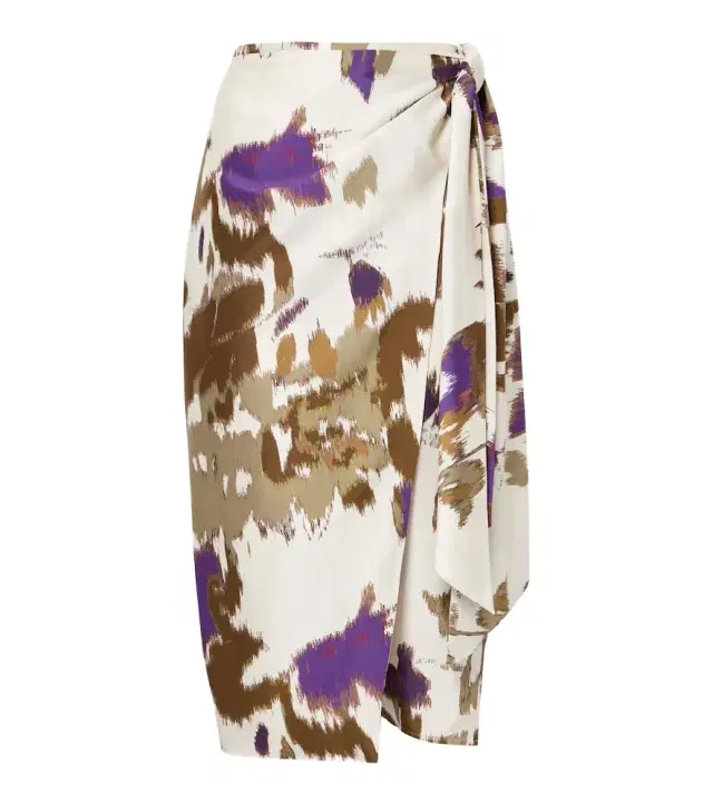 Max Mara Dritto printed silk wrap skirt