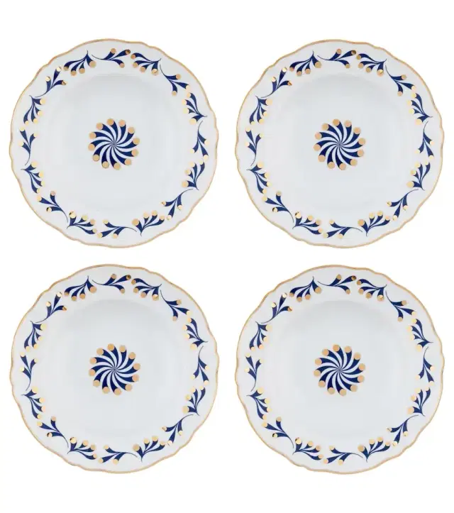 Bitossi Marino set of 4 porcelain soup plates