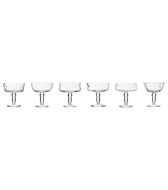 Bitossi Diseguale set of 6 champagne coupe glasses