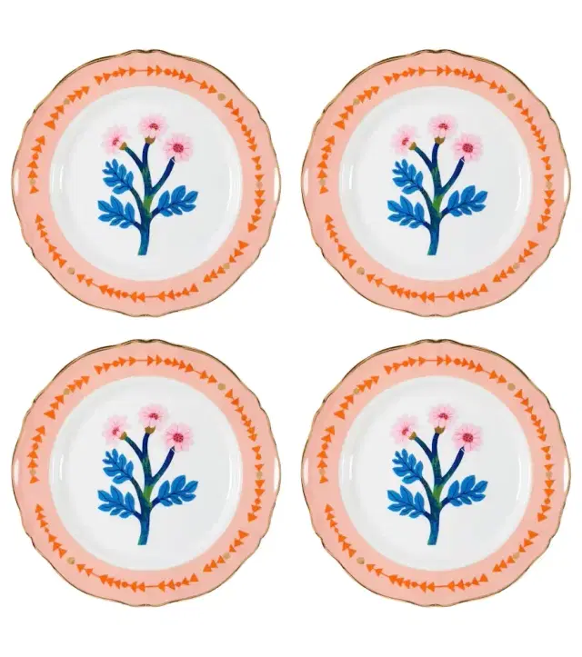Bitossi Botanica set of 4 porcelain dinner plates