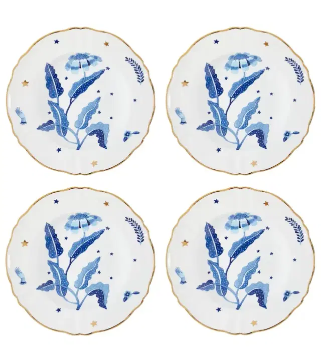Bitossi Marino set of 4 porcelain soup plates