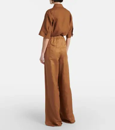 Max Mara Onore linen and silk twill wide-leg pants | Thumbnail 2