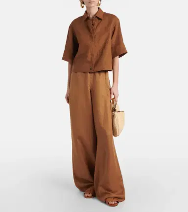 Max Mara Onore linen and silk twill wide-leg pants | Thumbnail 3
