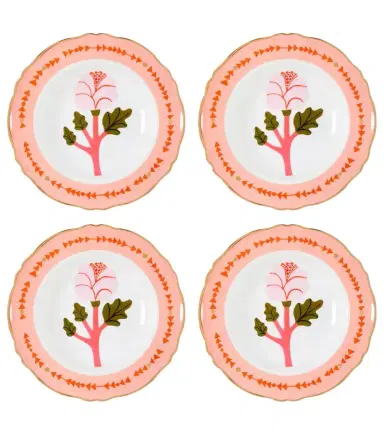 Bitossi Botanica Rosa set of 4 porcelain soup plates | Thumbnail 1