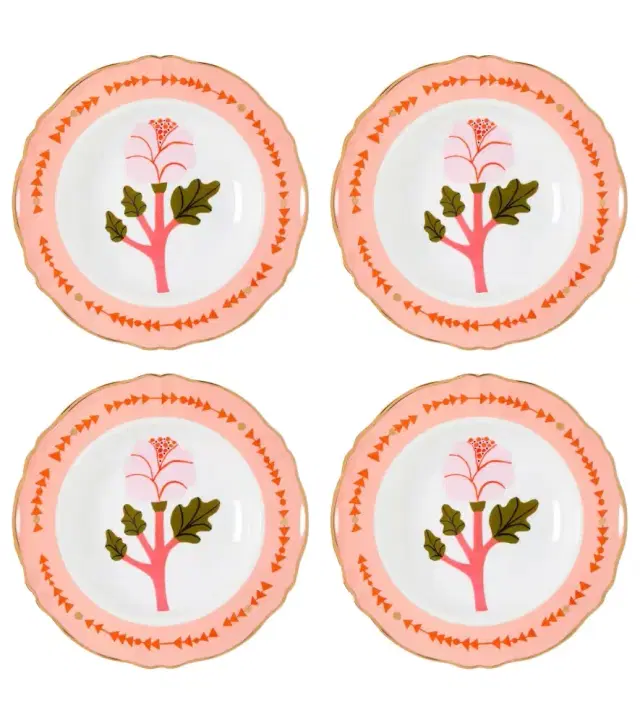 Bitossi Botanica Rosa set of 4 porcelain soup plates