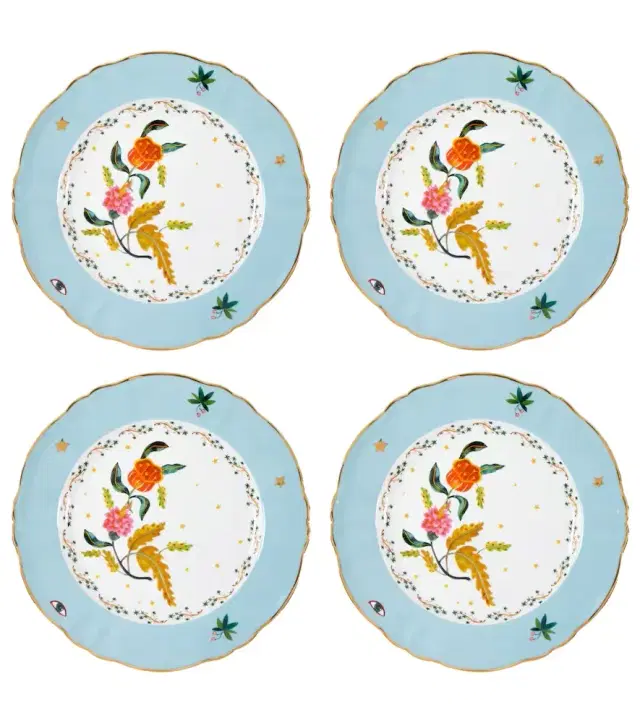Bitossi Fabula Profumo set of 4 porcelain dinner plates