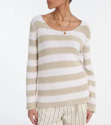 Max Mara Palazzi striped linen and cotton sweater | Thumbnail 2