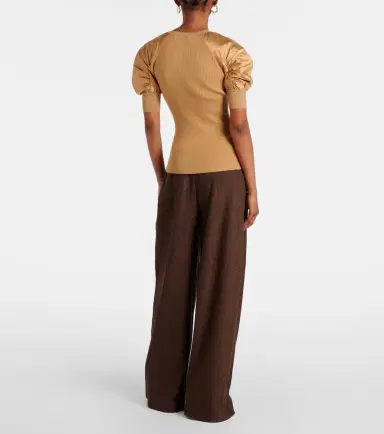 Max Mara Ribbed-knit crêpe top | Thumbnail 4