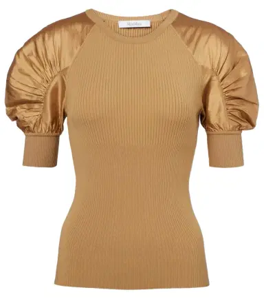 Max Mara Ribbed-knit crêpe top | Thumbnail 1