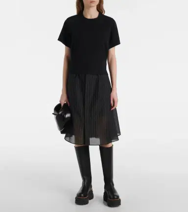 Sacai Cotton jersey and organza minidress | Thumbnail 2