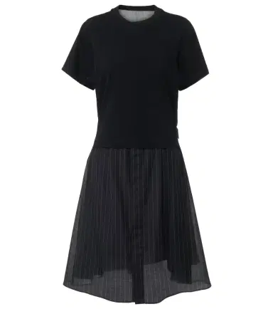 Sacai Cotton jersey and organza minidress | Thumbnail 1