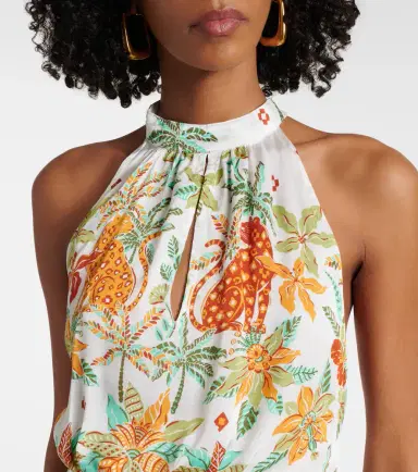 Poupette St Barth Cassandra printed halterneck minidress | Thumbnail 3