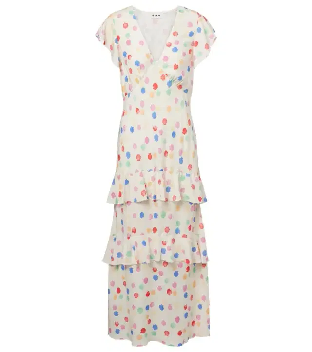 Rixo Meena polka-dot tiered maxi dress