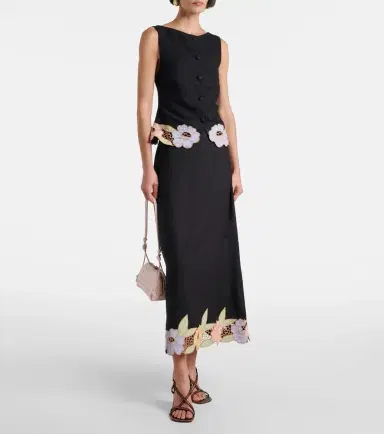 Rixo Serano cutout linen-blend midi skirt | Thumbnail 3