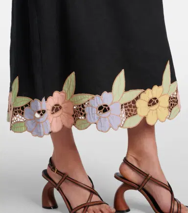 Rixo Serano cutout linen-blend midi skirt | Thumbnail 4
