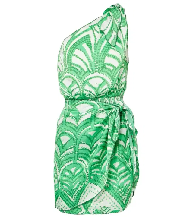 Poupette St Barth Celie printed one-shoulder minidress