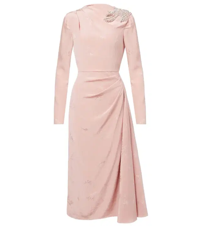 Draped silk and cotton midi dress