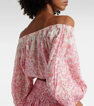 Poupette St Barth Bova floral cotton-blend crop top | Thumbnail 3