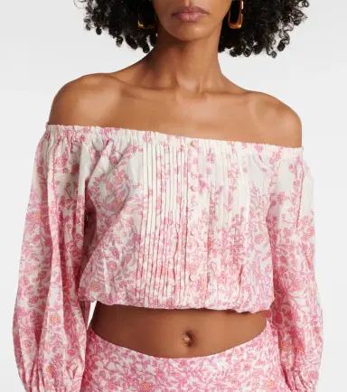 Poupette St Barth Bova floral cotton-blend crop top | Thumbnail 4