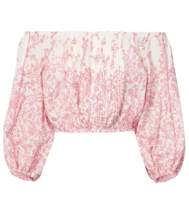 Poupette St Barth Bova floral cotton-blend crop top | Thumbnail 1