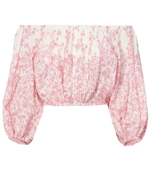 Poupette St Barth Bova floral cotton-blend crop top