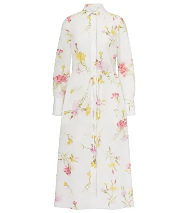 Floral cotton seersucker shirt dress