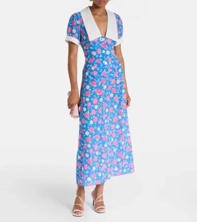 Rixo Carpi floral silk midi skirt | Thumbnail 2