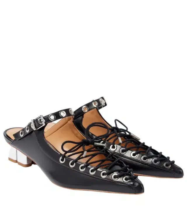 Ganni Faux leather lace-up mules