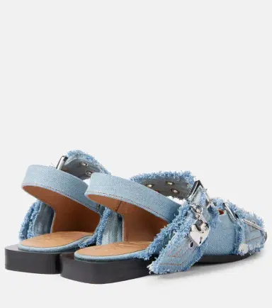 Ganni Feminine Buckle denim ballet flats | Thumbnail 3