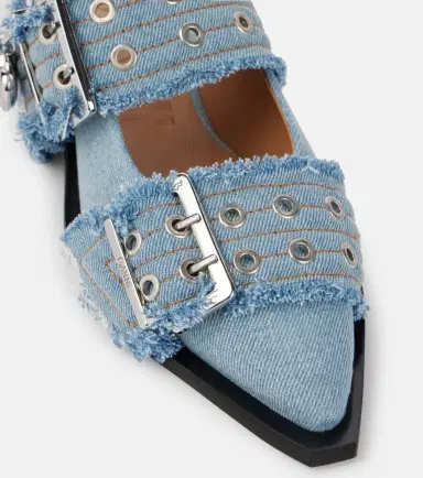 Ganni Feminine Buckle denim ballet flats | Thumbnail 5