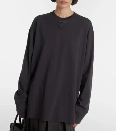 Prada Logo oversized cotton T-shirt | Thumbnail 5