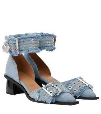 Ganni Feminine Buckle denim pumps | Thumbnail 1