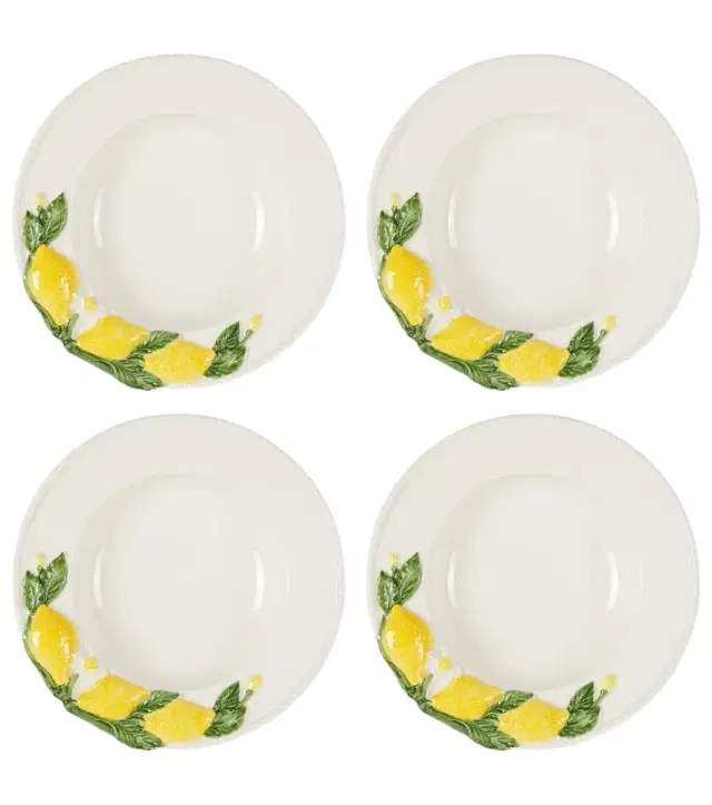 LES OTTOMANS Lemon set of 4 ceramic soup plates