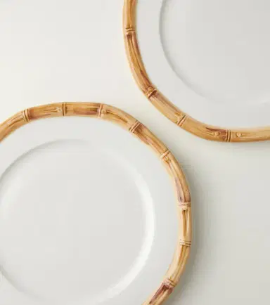 LES OTTOMANS Bamboo set of 4 ceramic dessert plates | Thumbnail 2